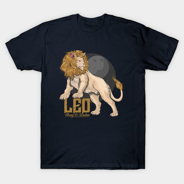 lion leo strong wisdom T-Shirt by Mako Design 